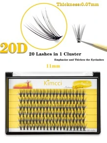 KIMCCI 120 piezas de extensiones de pestañas individuales rizadas de 12 mm/14 mm/16 mm en un conjunto mixto, naturales y suaves para un alargamiento, pestañas adecuadas para un maquillaje diario o fiestas, racimos de pestañas, racimos de pestañas individuales, pestañas postizas