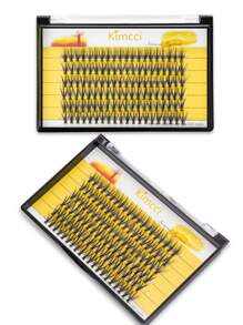 KIMCCI 120 piezas de extensiones de pestañas individuales rizadas de 12 mm/14 mm/16 mm en un conjunto mixto, naturales y suaves para un alargamiento, pestañas adecuadas para un maquillaje diario o fiestas, racimos de pestañas, racimos de pestañas individuales, pestañas postizas