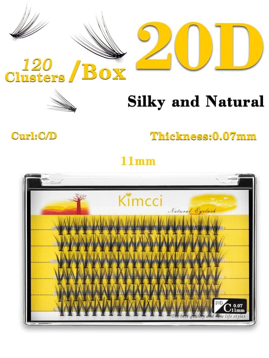 KIMCCI 120 piezas de extensiones de pestañas individuales rizadas de 12 mm/14 mm/16 mm en un conjunto mixto, naturales y suaves para un alargamiento, pestañas adecuadas para un maquillaje diario o fiestas, racimos de pestañas, racimos de pestañas individuales, pestañas postizas