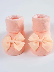 4雙裝寶寶公主蝴蝶結裝飾防滑落地襪寶寶素色中筒襪 - 彩色 - 查看 8