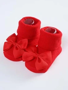 4雙裝寶寶公主蝴蝶結裝飾防滑落地襪寶寶素色中筒襪 - 彩色 - 查看 3