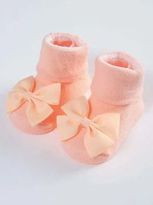 4雙裝寶寶公主蝴蝶結裝飾防滑落地襪寶寶素色中筒襪 - 彩色 - 查看 9