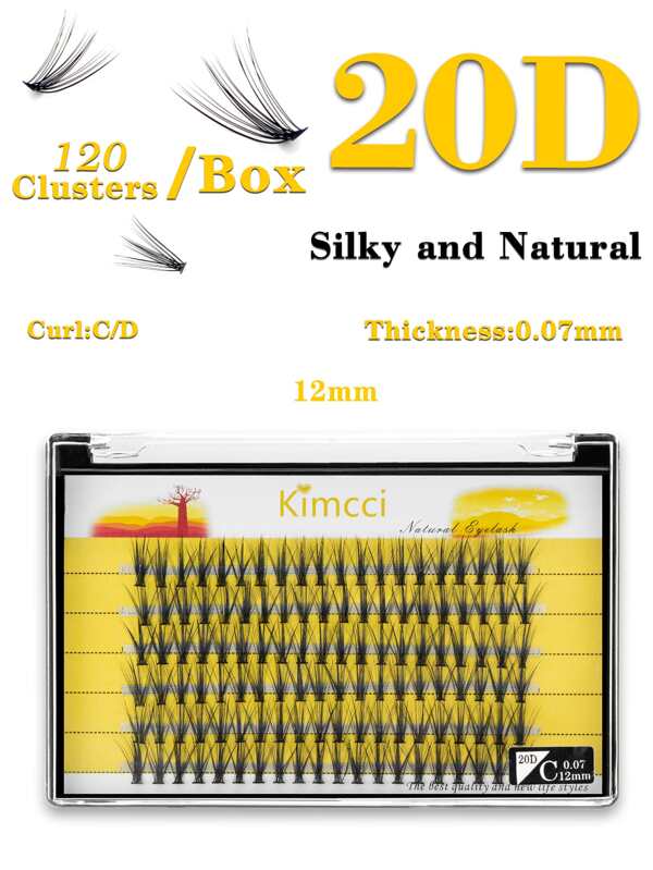 KIMCCI 120 piezas de extensiones de pestañas individuales rizadas de 12 mm/14 mm/16 mm en un conjunto mixto, naturales y suaves para un alargamiento, pestañas adecuadas para maquillaje diario u ocasiones especiales