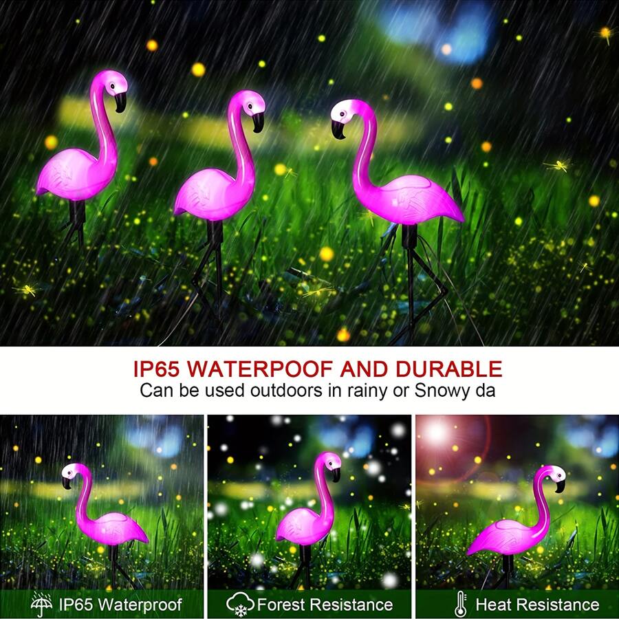 3pcs Garden Outdoor Flamingo Led Path Lights Solar Powered Waterproof