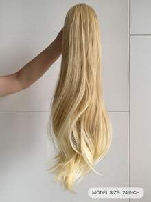 24英寸馬尾掌狀捲髮部件合成馬尾髮帶耐高溫(金色漸層) - 彩色 - 查看 5