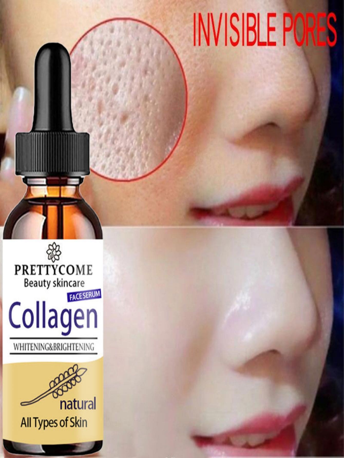 5毫升/15毫升/30毫升/50毫升/膠原蛋白面部精華液，深度修復保濕抗衰老玻尿酸面部精華液，消除皺紋臉部護理