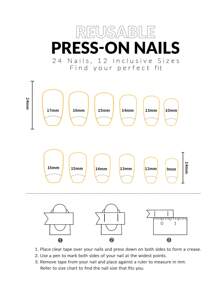24入組短款法式黑白條紋指甲藝術貼紙，附1個雙面膠帶和1個指甲文件，輕鬆貼上美甲提供 - 彩色 - 查看 3