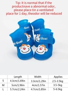 4 cái Cartoon Monkey Decor Pet Giày cho chó ngoài trời - Màu xanh lam - Xem 3