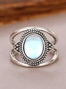 1 pièce Bague fausse en pierre de lune mode pour femmes, cadeau pour la Saint-Valentin, mariage, fiançailles, anniversaire, bijoux pour soirée