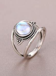 1 pièce Bague fausse en pierre de lune mode pour femmes, cadeau pour la Saint-Valentin, mariage, fiançailles, anniversaire, bijoux pour soirée