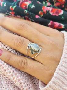 1 pièce Bague fausse en pierre de lune mode pour femmes, cadeau pour la Saint-Valentin, mariage, fiançailles, anniversaire, bijoux pour soirée