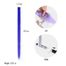 10 件/套彩色夹式接发，女士合成活力接发，适合音乐节、万圣节派对 - 藍色 - 查看 10