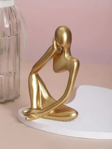 1 Pieza De Figura Dorada Pensativa - Dorado - Ver 3