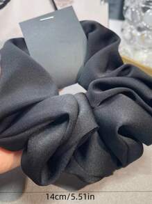 2个装超大号缎面法式扭结发髻器，纯色休闲风，发饰，发圈，马尾辫发圈，弹性发带 - 彩色 - 查看 4