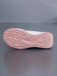 1雙運動透氣女性字母貼飾紮染織物繫帶跑步鞋