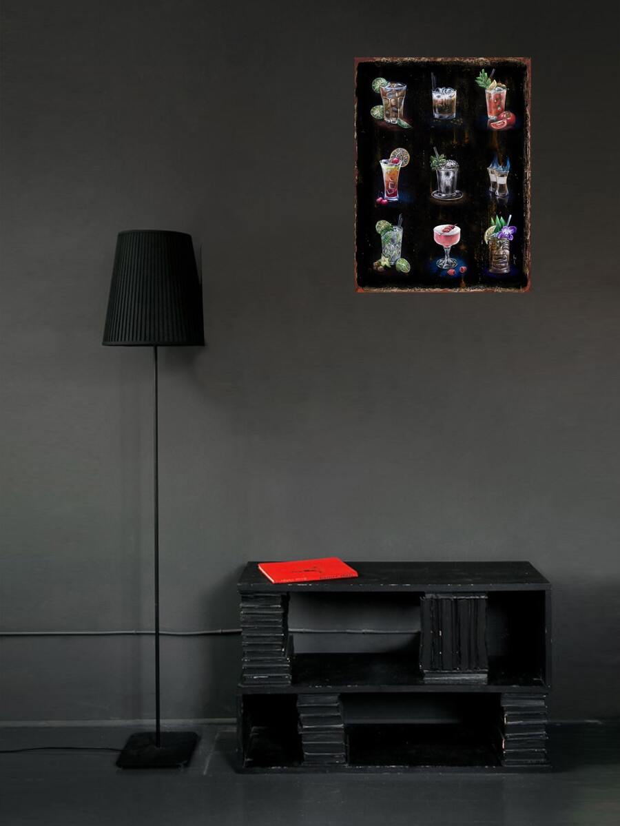 Creative Coffee & Juice Pattern Tinplate Painting Signboard For Cafe, Club, Tea Shop, Street, Party, Corridor, Retro Home Decor For Living Room, Bedroom, Dormitory - Multicolor - View 1