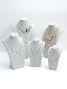 1 Pieza Soporte De Exhibición De Collar Maniquí De Terciopelo Gris - Gris - Ver 7