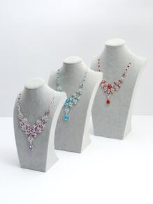1 Pieza Soporte De Exhibición De Collar Maniquí De Terciopelo Gris - Gris - Ver 9