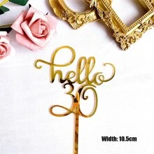 Fashion Acrylic Double-Sided Mirror Birthday Cake Insert Card Baking Decoration (Golden),Christmas - Gold - View 2