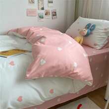 Three-Piece Heart Pattern Quilt Cover Pillowcase Set