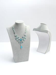 1 Pieza Soporte De Exhibición De Collar Maniquí De Terciopelo Gris - Gris - Ver 1