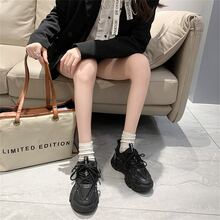 女性休閒跑步老爹鞋韓語風格爸爸鞋舒服的&多用途適合夏天 - 黑色 - 查看 5