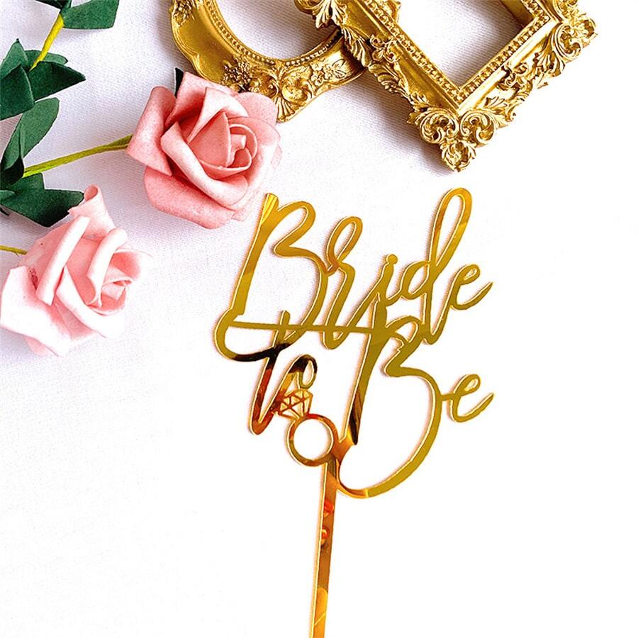 Fashion Acrylic Double-Sided Mirror Birthday Cake Insert Card Baking Decoration (Golden),Christmas - Gold - View 1