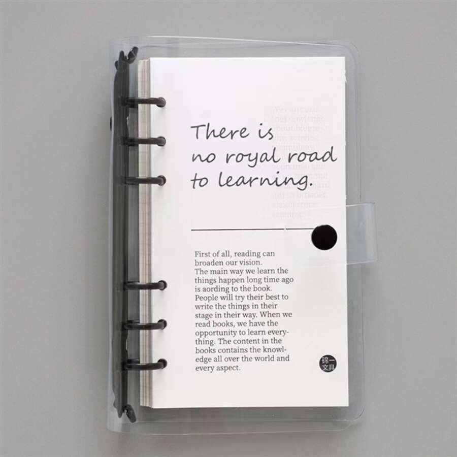 Pvc Loose-Leaf Notebook With Detachable A6 Transparent Memo Pad, High Definition Writing Journal, Portable And Stylish - Black - View 1