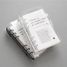 Pvc Loose-Leaf Notebook With Detachable A6 Transparent Memo Pad, High Definition Writing Journal, Portable And Stylish - Black - View 3