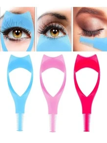 3入組3合1眼影化妝工具,神奇有用的化妝工具睫毛梳防護罩和diy眼線模板,初學者化妝工具眉卡,可重複使用的化妝工具,使睫毛和眼線更完美 - 彩色 - 查看 2