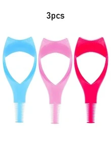 3入組3合1眼影化妝工具,神奇有用的化妝工具睫毛梳防護罩和diy眼線模板,初學者化妝工具眉卡,可重複使用的化妝工具,使睫毛和眼線更完美 - 彩色 - 查看 9