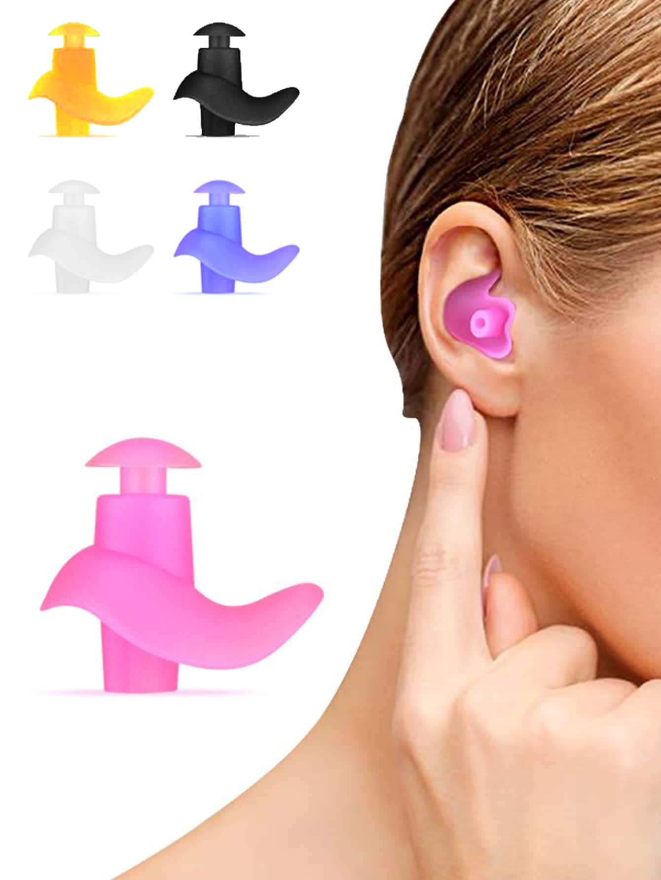 5pcs Spiral Silicone Swimming Earplugs - Multicolor - View 1