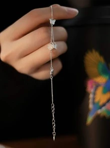 1入組925純銀冷白色玫瑰設計微鑲蝴蝶手鍊，極簡風格，適合於日常佩戴和假期穿搭