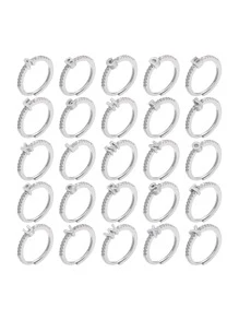 SYMFNY 925 Silver Minimalist Alloy\Cubic Zirconia Adjustable Open Ring With 26 English Letters A-z - Style 2 - View 2