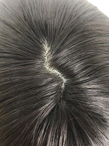 女士26英寸合成長卷髮假髮,黑/棕/灰色混合及空氣瀏海設計,適合日常佩戴 - 漸層 - 查看 4