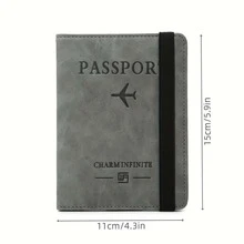 小巧簡約的護照持有人錢包,帶有防掃描功能,並配有透明窗口和便捷的掛繩 - 淺灰色 - 查看 3