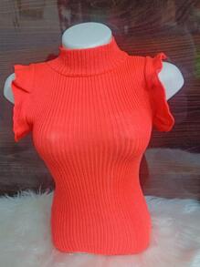 Women Knit Tops - Màu Cam san hô - Xem 1
