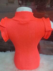 Women Knit Tops - Màu Cam san hô - Xem 2