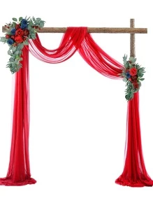 1 pieza boda de arco Velo rollo de organdí de tela para boda de fiesta de cumpleaños Fondo adorno DIY boda de organdí silla Fajas - Rojo - Ver 4