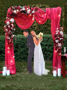 1 pieza boda de arco Velo rollo de organdí de tela para boda de fiesta de cumpleaños Fondo adorno DIY boda de organdí silla Fajas - Rojo - Ver 1
