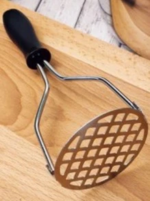 Espremedor de Batatas Em Aço Inox Amassador Espremedor Legumes Feijão Cabo Reforçado - Multicolorido - Visão 4