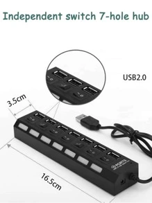 Chimexhy  1 pieza Divisor de cubo 7 puertos USB con individual de interruptor - Negro - Ver 4