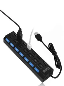 Chimexhy  1 pieza Divisor de cubo 7 puertos USB con individual de interruptor - Negro - Ver 5
