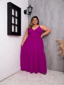 Plus Size Dresses - Rose Red - View 3