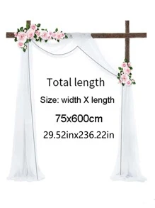 1 pieza boda de arco Velo rollo de organdí de tela para boda de fiesta de cumpleaños Fondo adorno DIY boda de organdí silla Fajas - Rojo - Ver 2