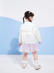 Balabala 年轻女孩拉链连帽外套轻便透气适合夏季 - 白色 - 查看 2