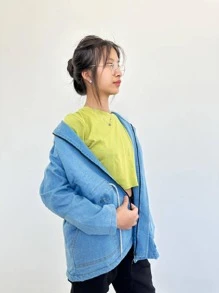 Women Denim Jackets & Coats - Màu xanh nhạt - Xem 3
