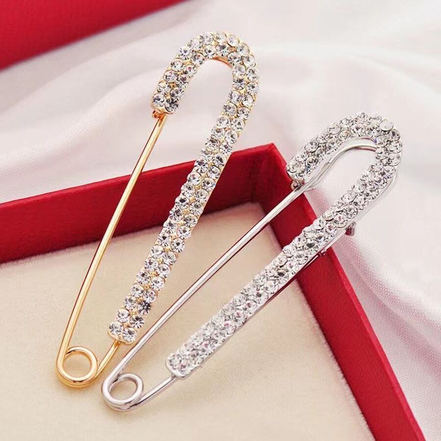 2枚胸針收腰神器褲子腰變小大別針固定衣服褲子收腰裝飾配件女扣別針 - 彩色 - 查看 1