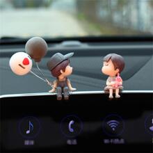1 Pair Cute Cartoon Couple Balloon Ornaments, Car Interior Dashboard Accessories, Girl's Car Decor Gift - Grey - View 5