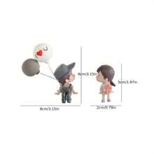 1 Pair Cute Cartoon Couple Balloon Ornaments, Car Interior Dashboard Accessories, Girl's Car Decor Gift - Grey - View 3
